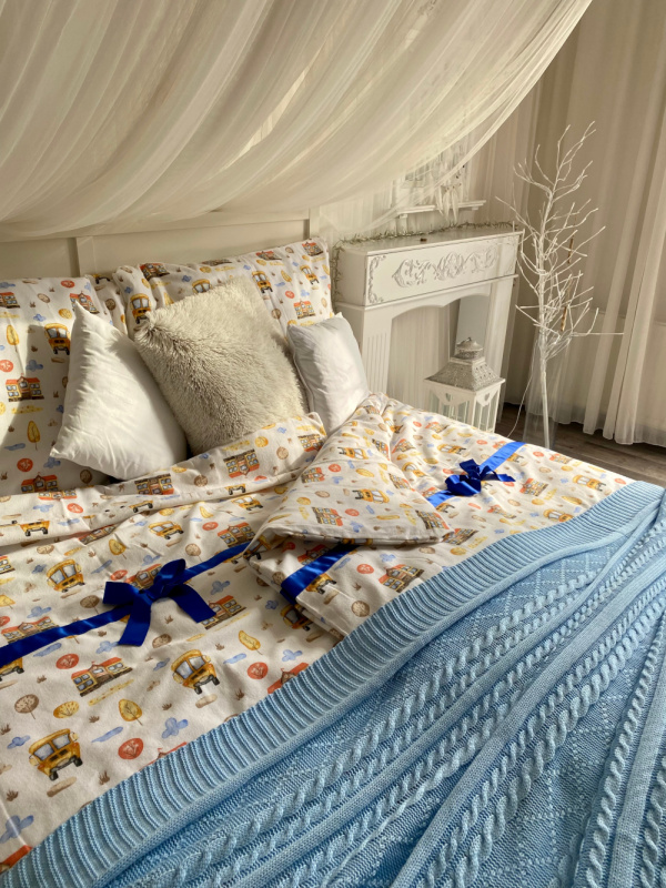 Flanelové povlečení - autobusy