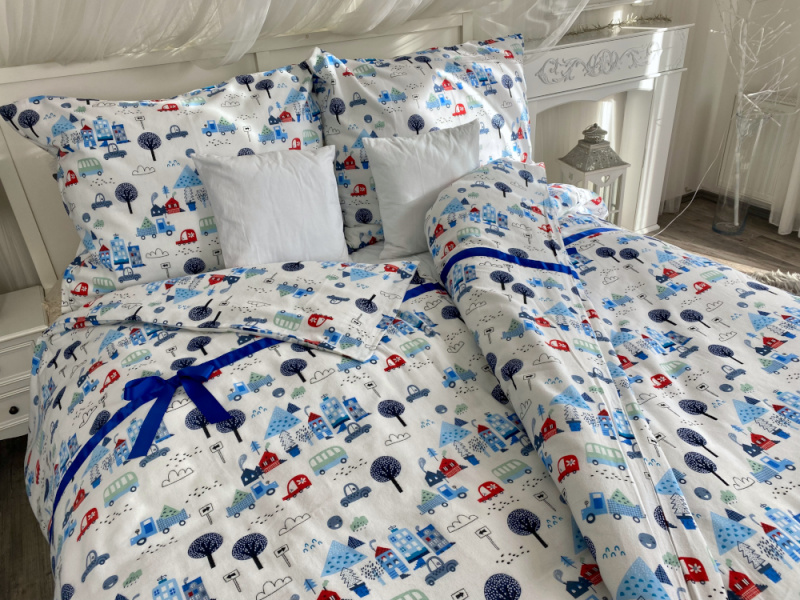 #Ervi FLANELOVÉ bavlněné povlečení - Příběh ve městě 140x200 cm