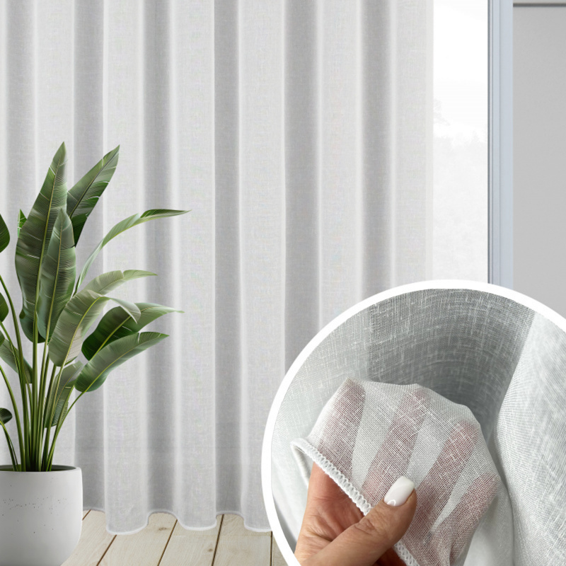 Ervi záclona s olůvkem ve lněném vzhledu 20910 bílá , metráž