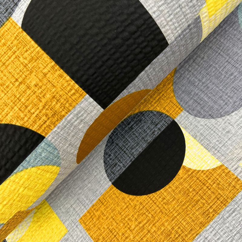 Ervi bavlněné KREPOVÉ povlečení -  geometrické obrazce tyrkysové