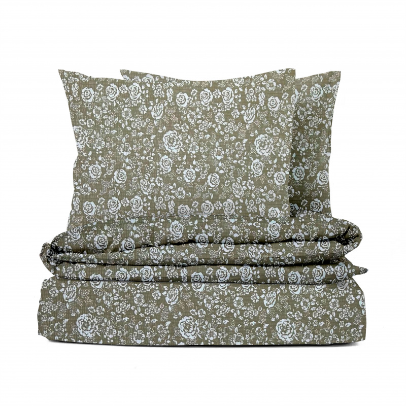 #Ervi bavlněné KREPOVÉ povlečení - Květy na hnědém 140x200 cm