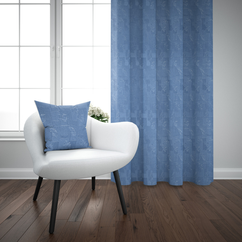 #Ervi dekorační závěs - Estella listy modrá 160x250cm