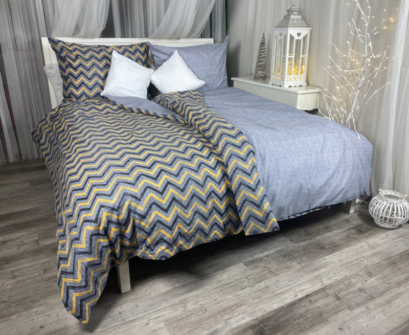 #Ervi bavlněné povlečení oboustranné - cik-cak proužky/šedé 140x200 cm