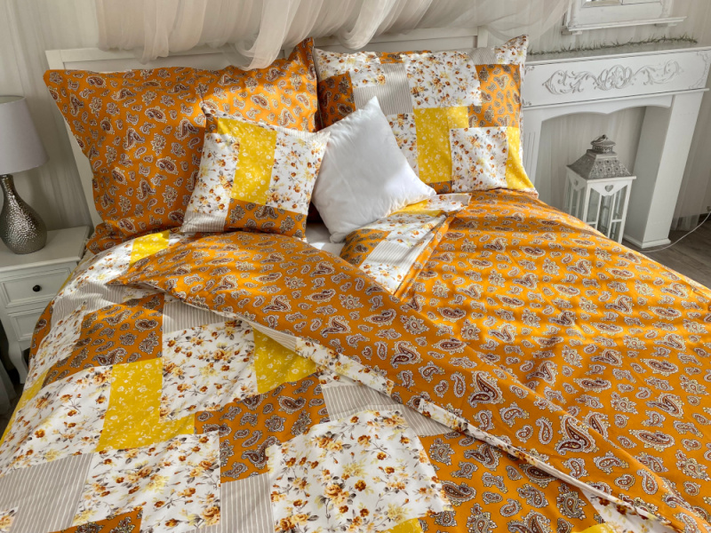 #Ervi bavlněné povlečení oboustranné - pečvork/turecké okurky na oranžovém 140x200 cm