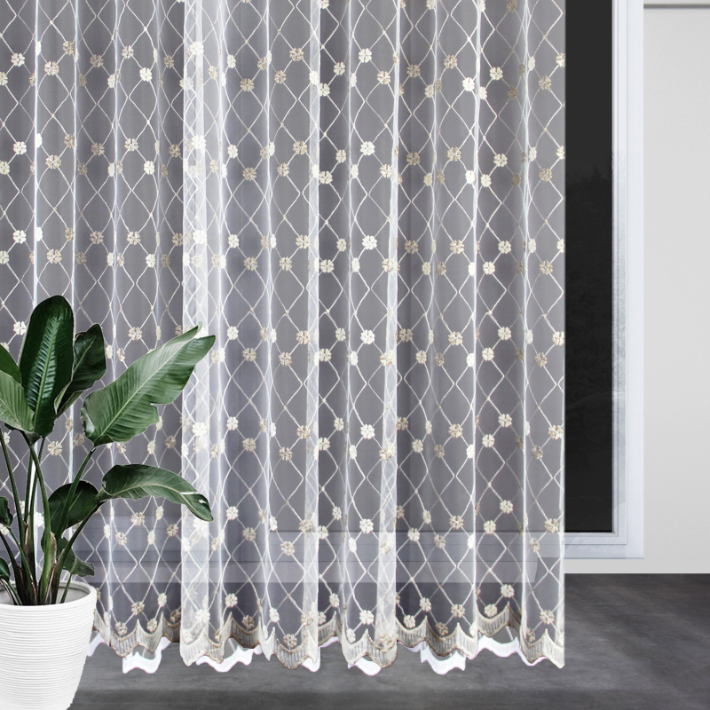 Ervi žakárová záclona s výšivkou M37 béžovo-hnědá, metráž