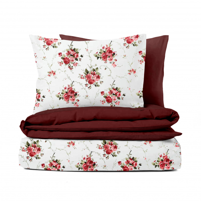 Ervi bavlněné povlečení oboustranné - červené růže/bordo