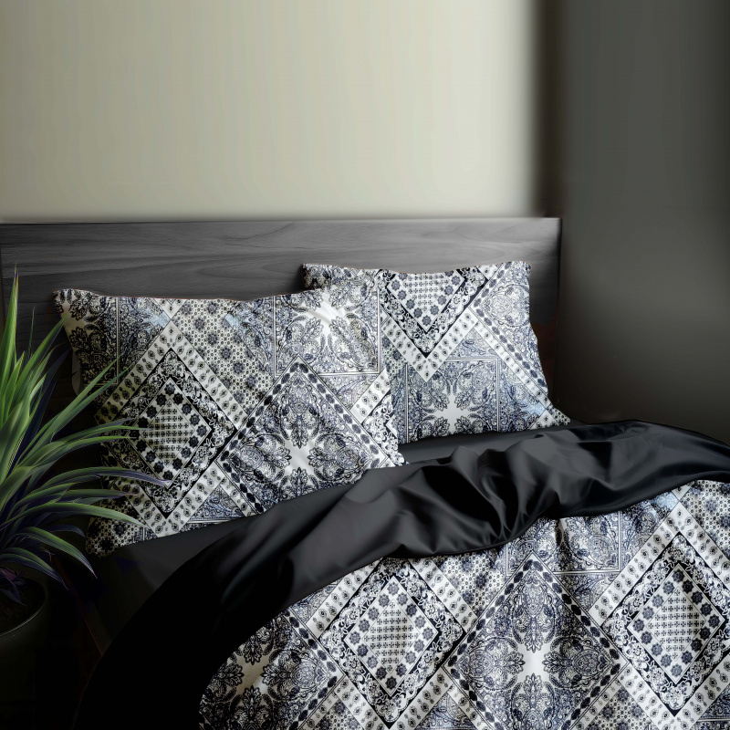 Ervi bavlněné povlečení oboustranné - Castellón/černé