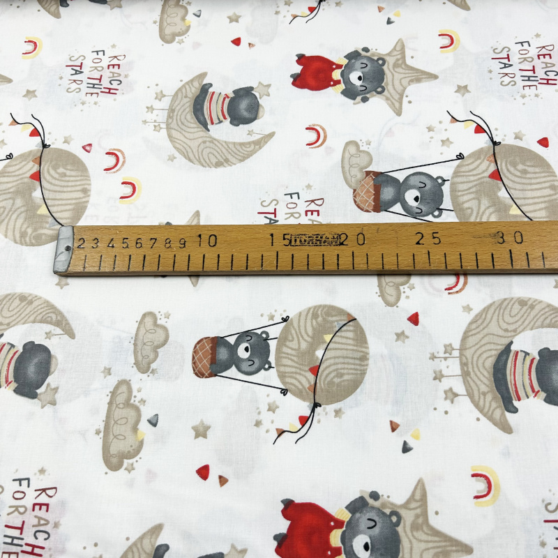 Ervi Bavlněná látka/plátno š.240cm - medvídci a hvězdy - 11026-1, metráž