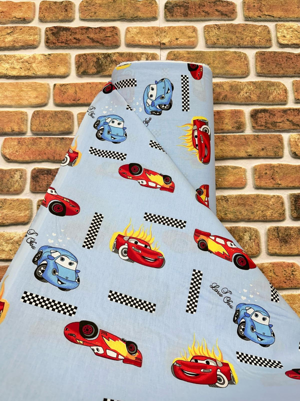 Ervi Bavlněná látka/plátno š.240cm - autíčká na modrém - 10832-4, metráž