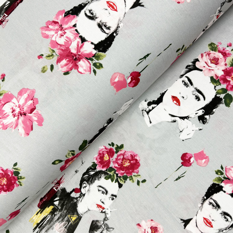 Ervi Bavlněná látka/plátno š.240cm - Florita na šedém 25210-15, metráž