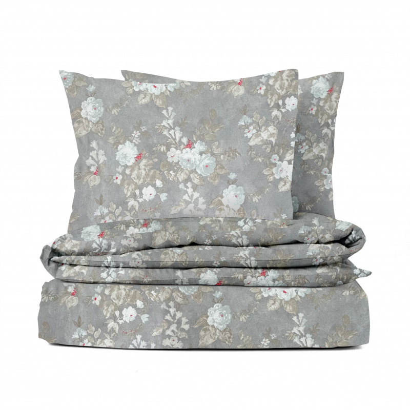 Ervi bavlněné povlečení - bílé růže na šedém