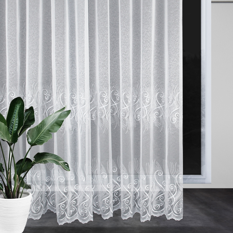 Ervi voálová záclona bílá s výšivkou - 92970, metráž