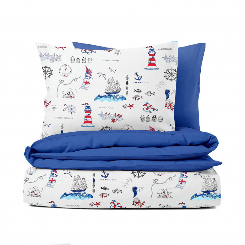Ervi bavlněné povlečení oboustranné - námořní motivy na bílém/modré