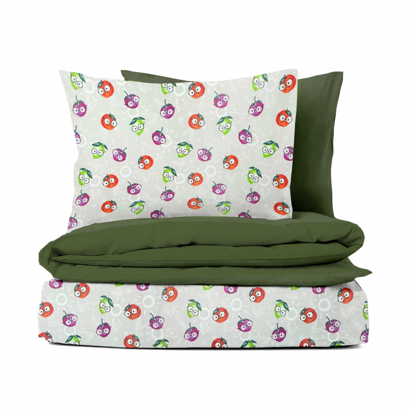 Ervi bavlněné povlečení oboustranné - zábavné ovoce/olivové