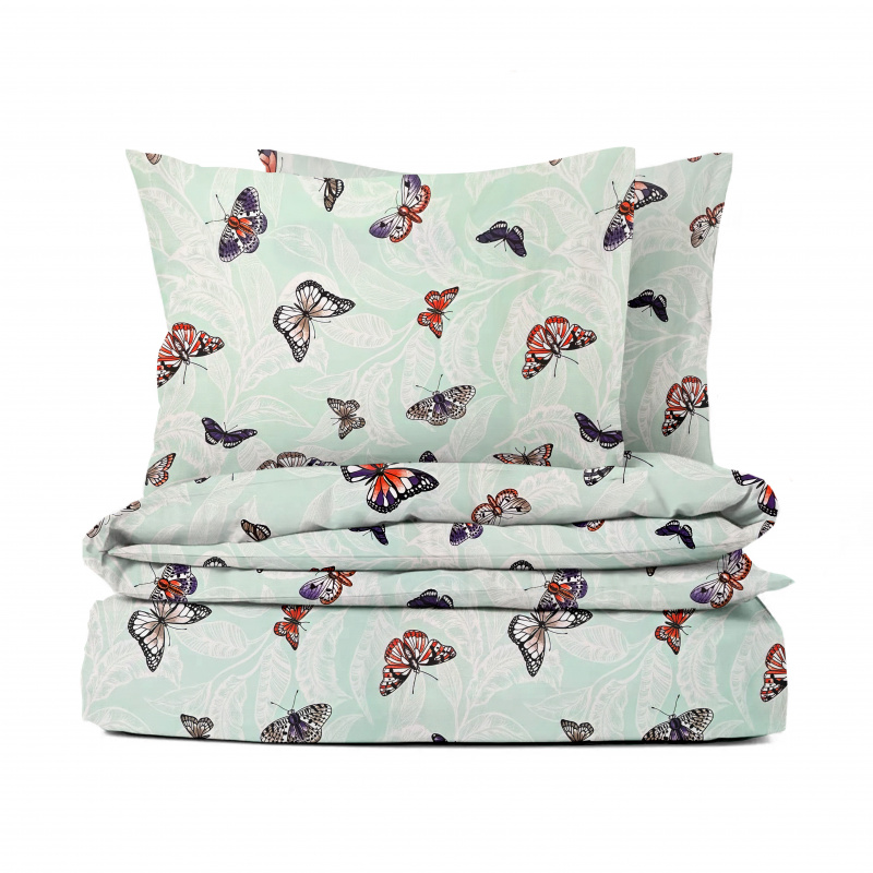 Ervi bavlněné povlečení - motýli na tyrkysovém