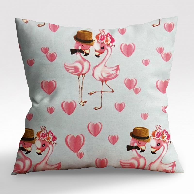 Ervi povlak na polštář bavlněný - zamilovaní plameňáci