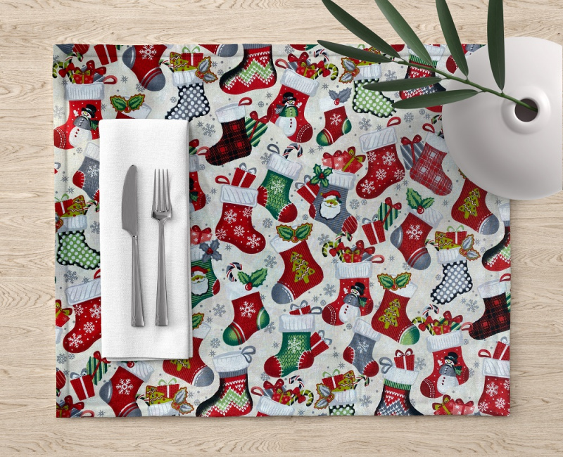 Ervi bavlněné prostírání na stůl - Vánoční ponožky