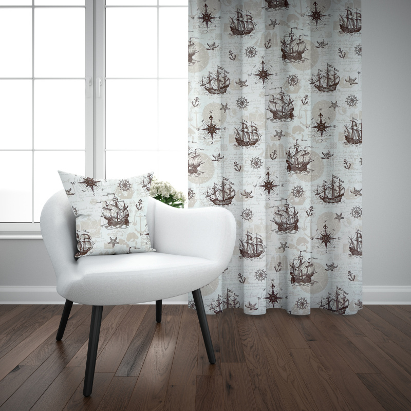 Ervi bavlněný závěs - Mořská dobrodružství hnědé