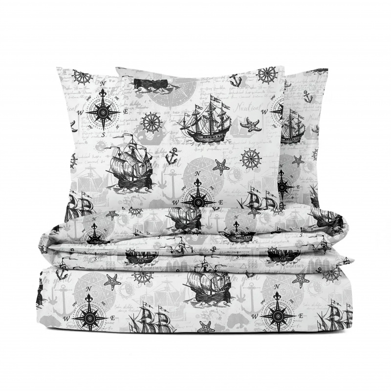 Ervi bavlněné povlečení - Mořská dobrodružství šedé