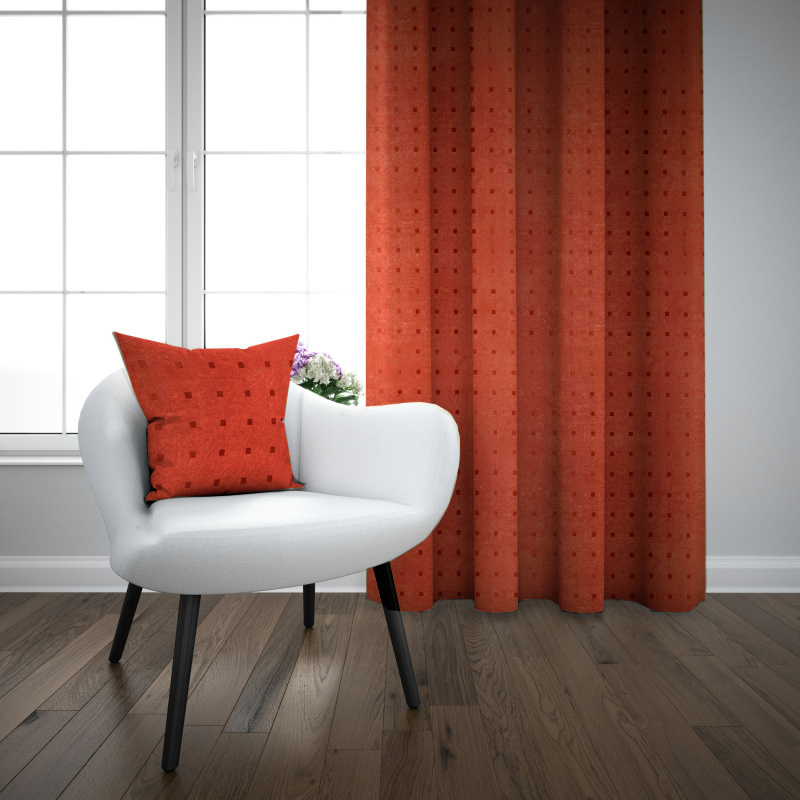 Ervi dekorační závěs s poutky - Čtverečky  145x245cm