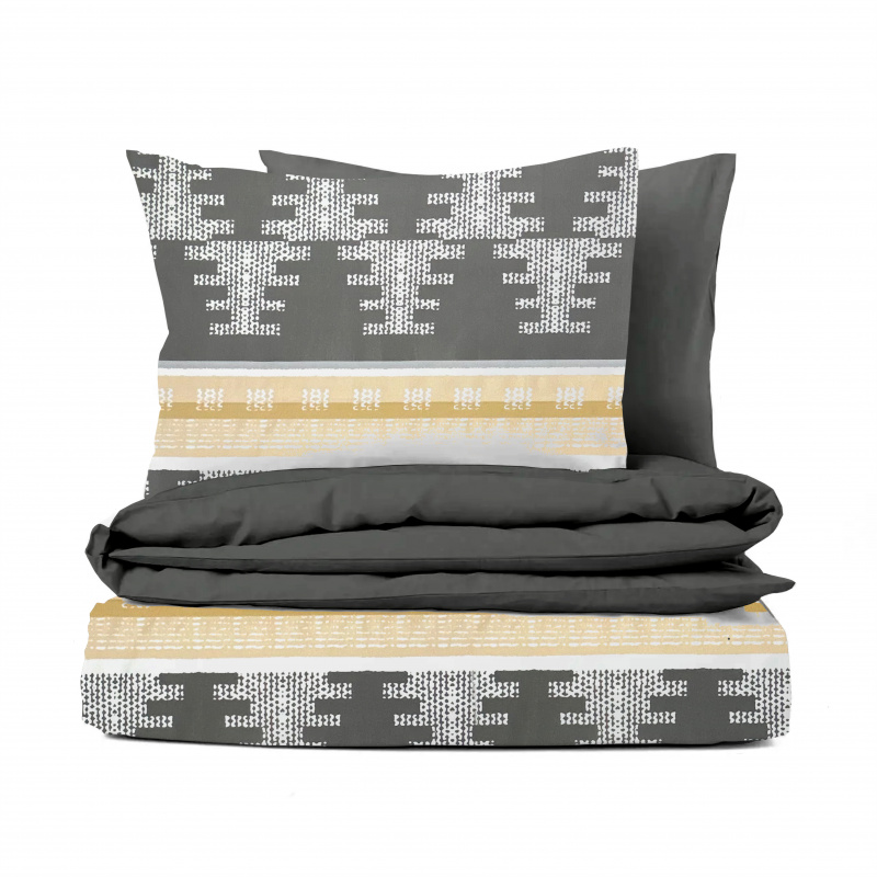 Ervi bavlněné povlečení oboustranné - Nordic šedý/černé