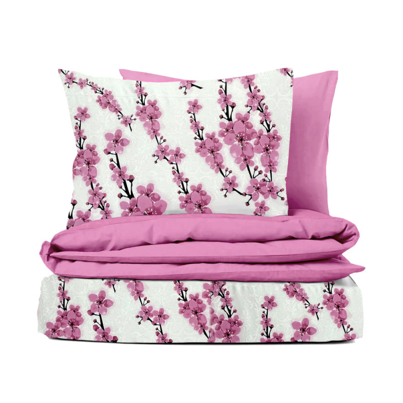 #Ervi bavlněné povlečení oboustranné - květy sakury/růžové 200x220cm