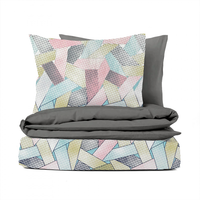 Ervi Bavlněné povlečení oboustranné - geometrická abstrakce/tmavě šedé