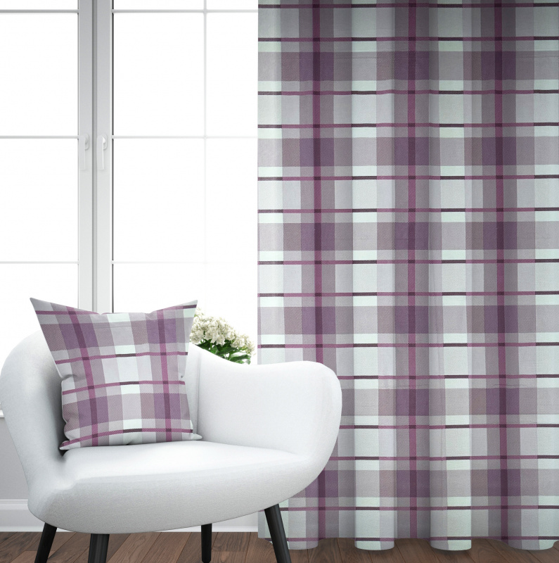 Ervi Bavlněný závěs - kapesníkový vzor fialový