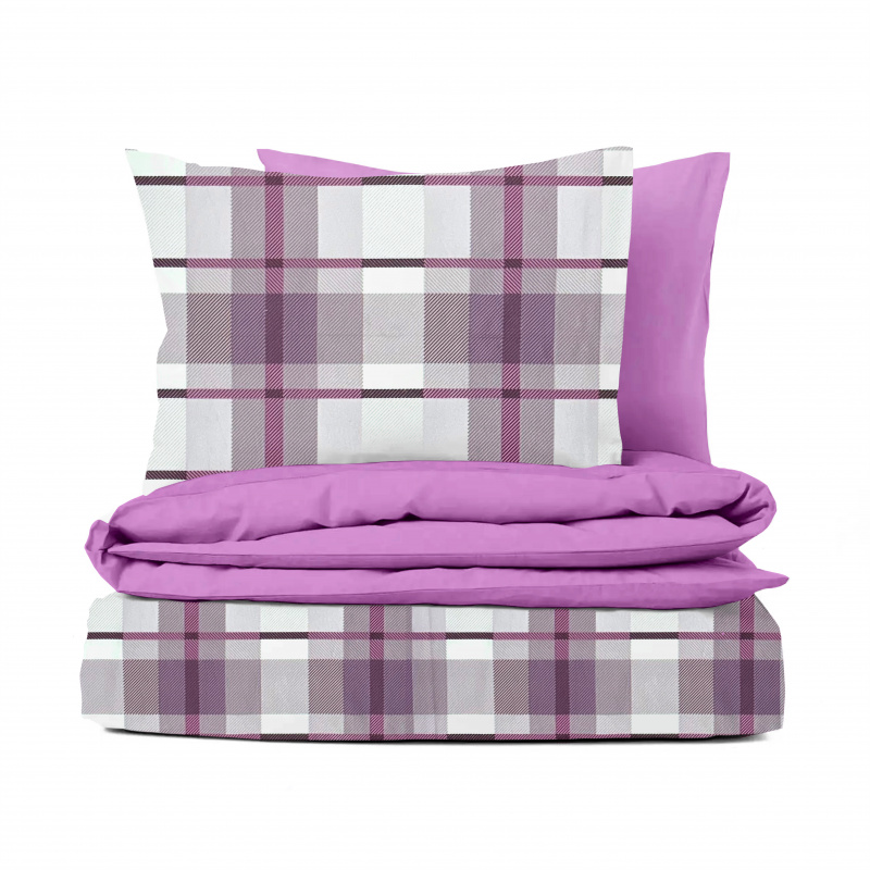 Ervi Bavlněné povlečení oboustranné - kapesníkový vzor fialový/fuchsia