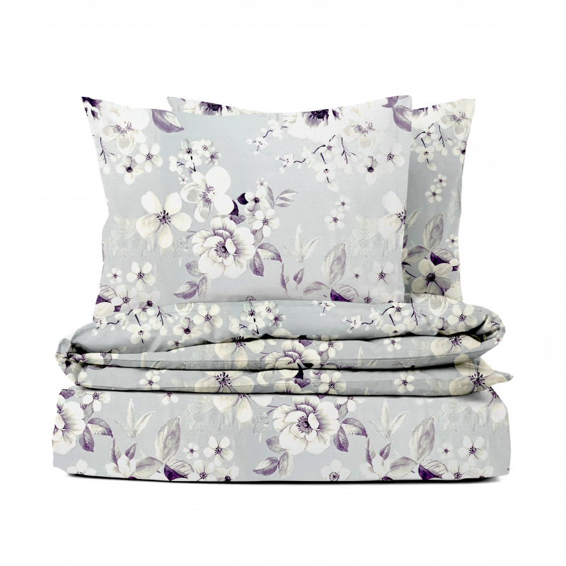 Ervi Bavlněné povlečení - Malované květy na fialovém