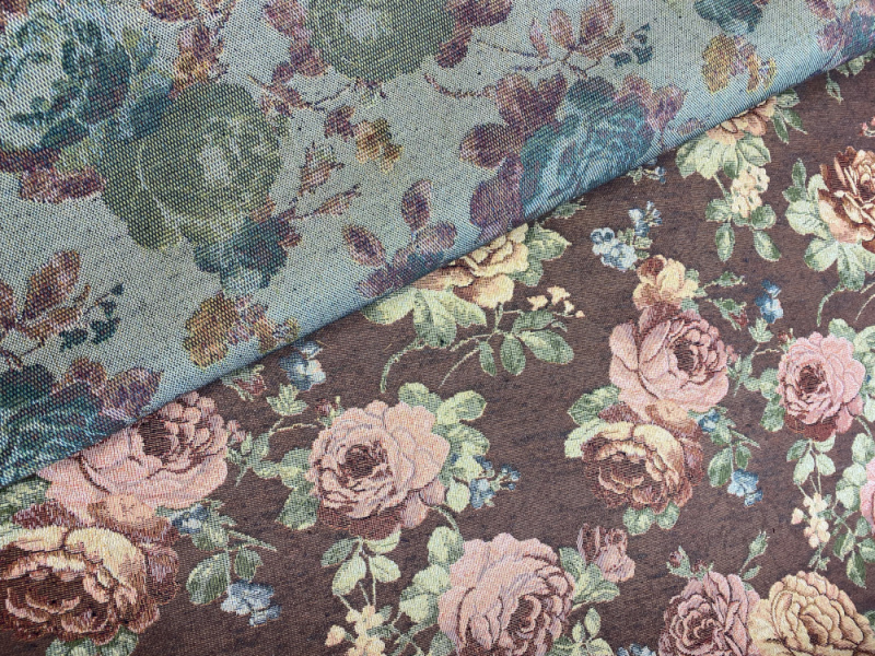 Dekorační/potahová gobelínová látka růže - Gold hnědá