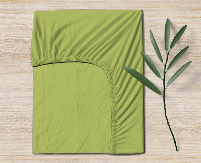 Ervi bavlněné napínací prostěradlo - světle olivové