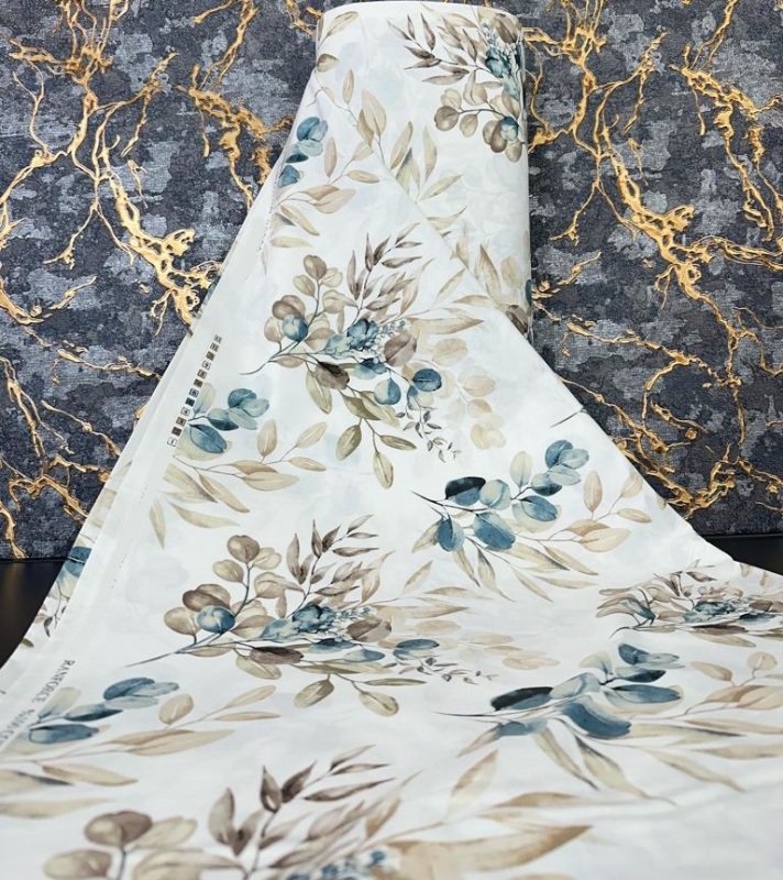 Ervi Bavlněná látka/plátno š.240cm - eukalyptové větvičky- 27673-15, metráž