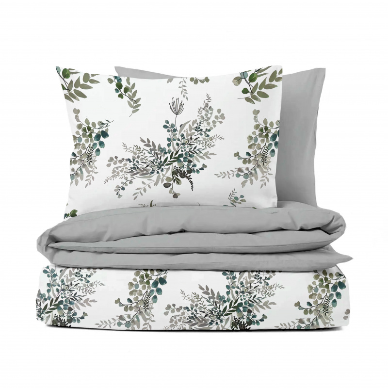 Ervi Bavlněné povlečení oboustranné - Zahrada Snov/světle šedé