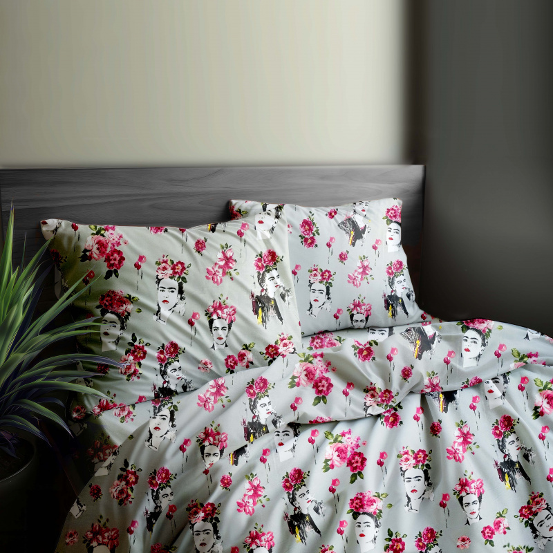 Ervi sada bavlněných povlečení 2 ks - Florita na šedém