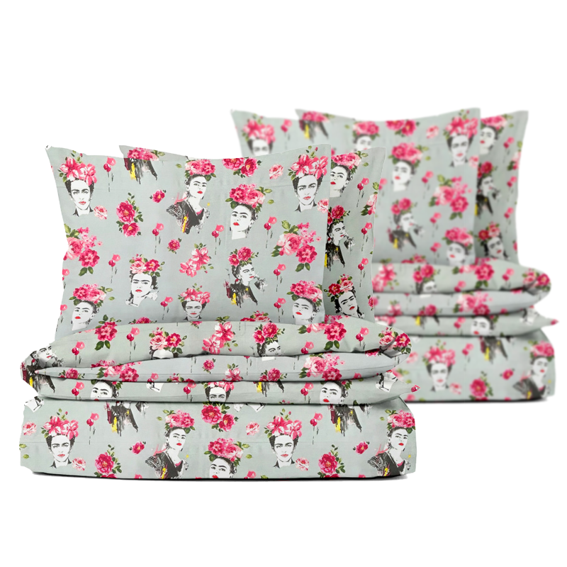 Ervi sada bavlněných povlečení 2 ks - Florita na šedém