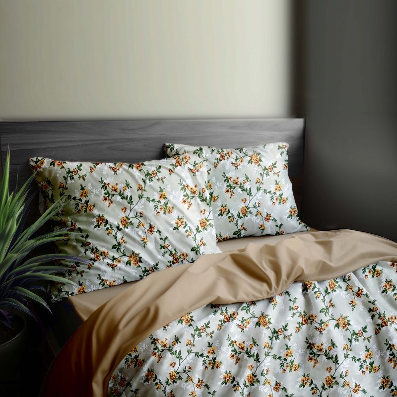 Ervi Bavlněné povlečení oboustranné - romantické růže na šedém