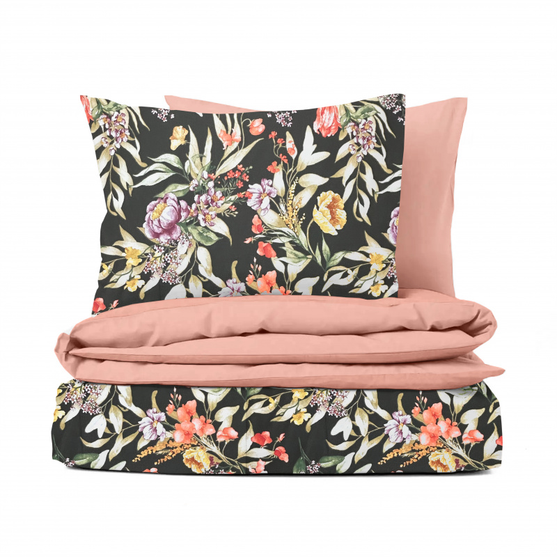 Ervi Bavlněné povlečení oboustranné - Květinová elegance/broskvové