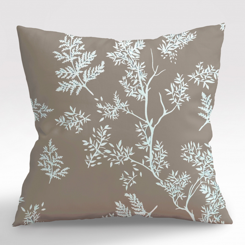 #Ervi povlak na polštář bavlněný - bílé větvičky na hnědém  40 x 40 cm