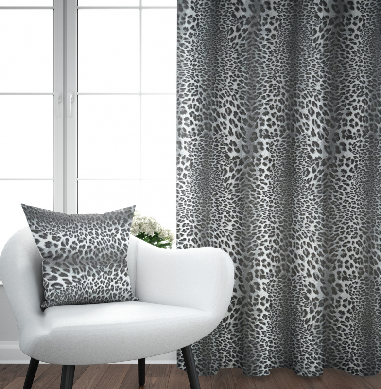 Ervi bavlněný závěs - Leopard šedý