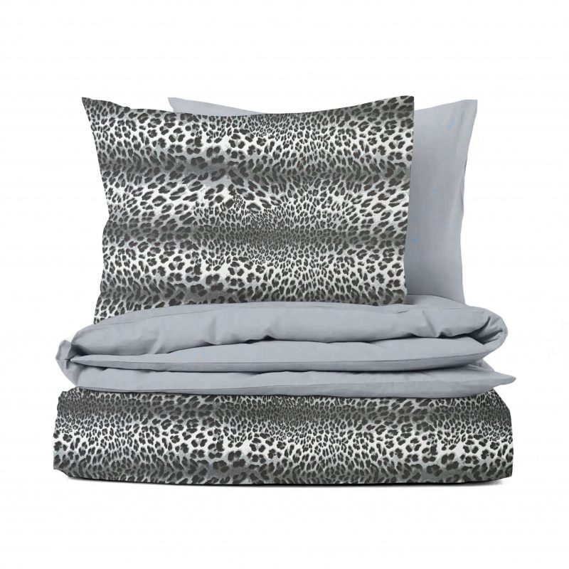 Ervi bavlněné povlečení oboustranné - Leopard šedý/světle šedé