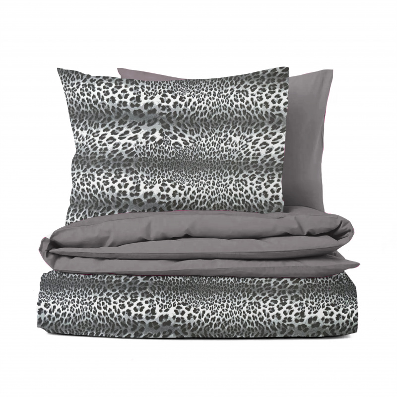 Ervi bavlněné povlečení oboustranné - Leopard šedý/šedé