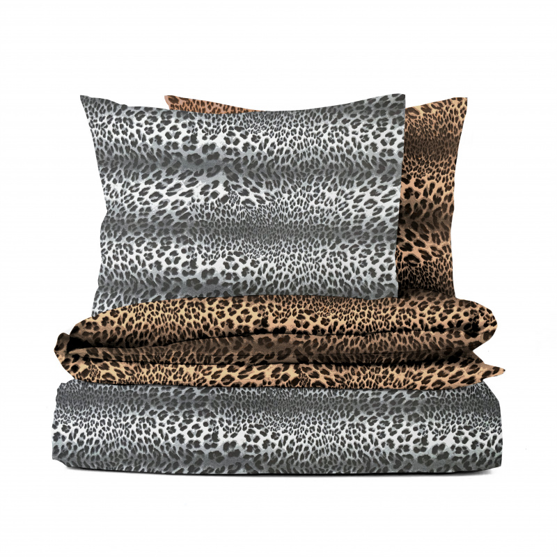 Ervi bavlněné povlečení oboustranné - Leopard šedý/leopard hnědý