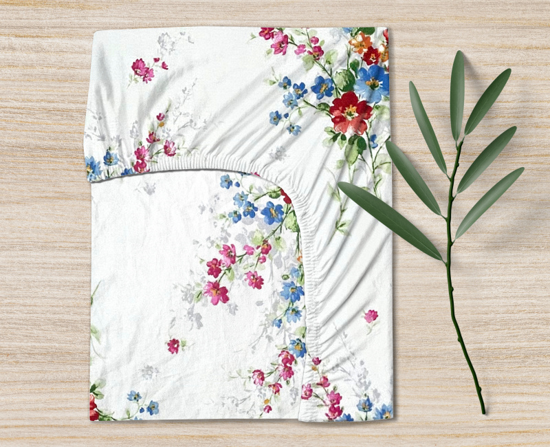 #Ervi bavlněné napínací prostěradlo - barevné kytice 120x200 cm