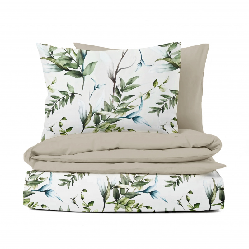 Ervi Bavlněné Saténové povlečení DELUXE DUO - Přírodní dotek/béžové