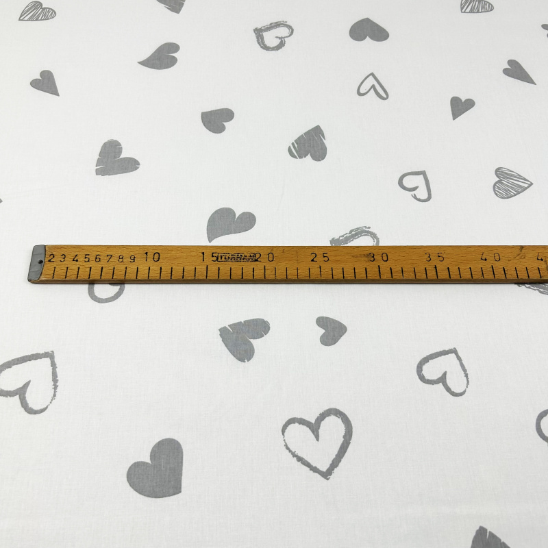 Ervi Bavlněná látka/plátno š.240cm - Srdíčkový šarm na bílém - 30107-1, metráž