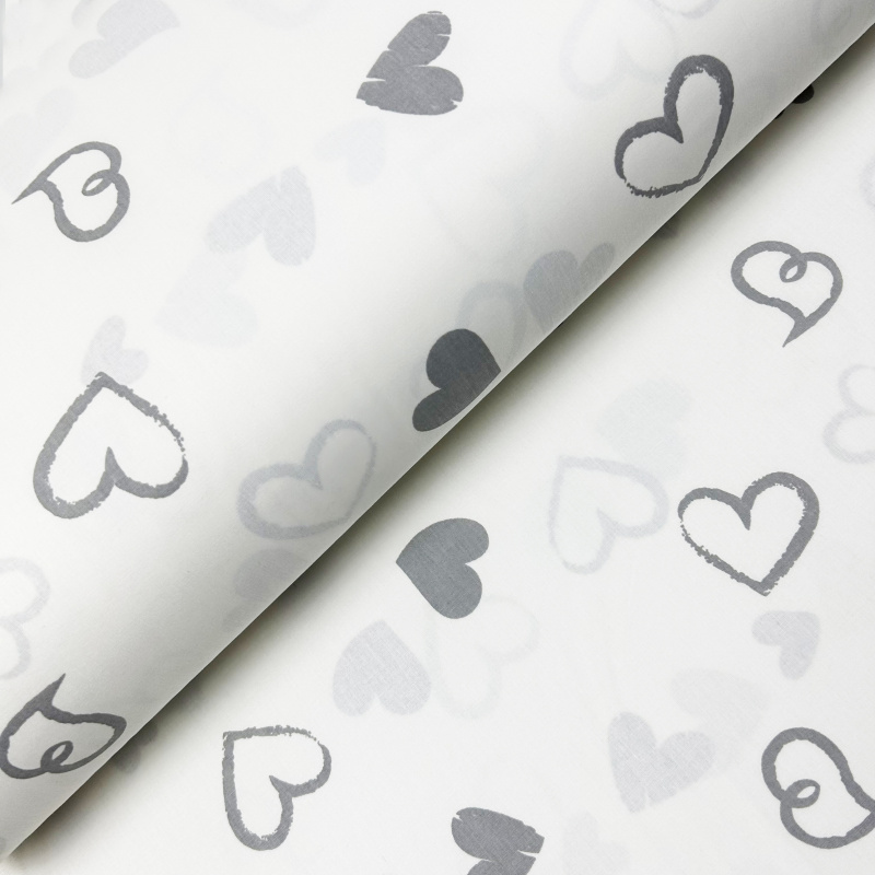 Ervi Bavlněná látka/plátno š.240cm - Srdíčkový šarm na bílém - 30107-1, metráž