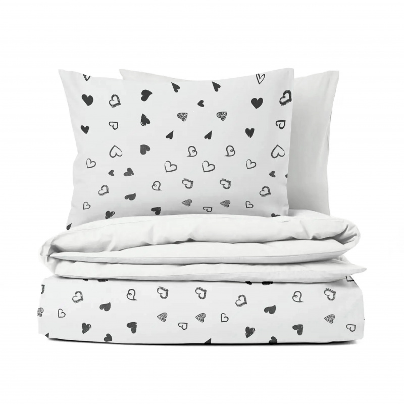 Ervi bavlněné povlečení oboustranné - Srdíčkový šarm na bílém/bílé