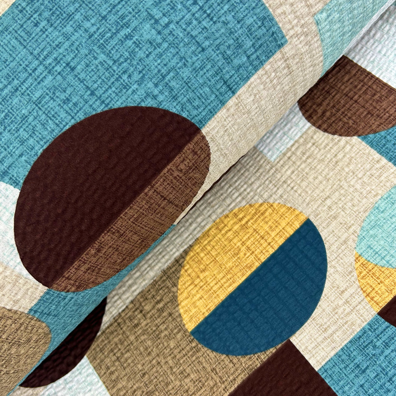 Ervi bavlněné KREPOVÉ povlečení -  geometrické obrazce tyrkysové