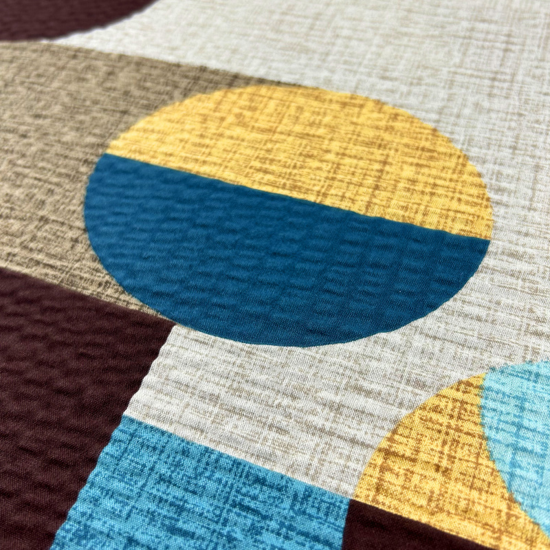 Ervi bavlněné KREPOVÉ povlečení -  geometrické obrazce tyrkysové